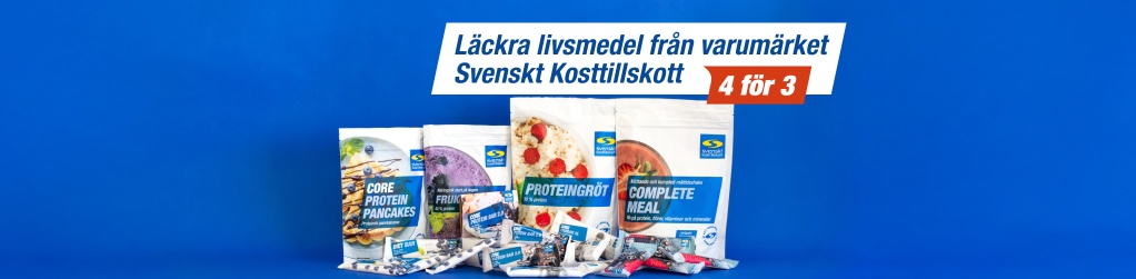 4 för 3 på läckra livsmedel från varumärket Svenskt Kosttillskott